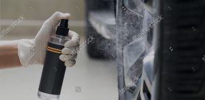 Car rims being cleaned